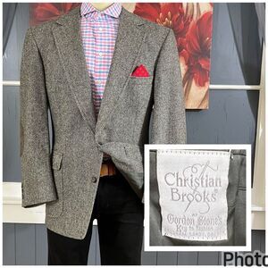 Vintage Christian Brooks Tweed Blazer Mens 46R Wool Jacket.